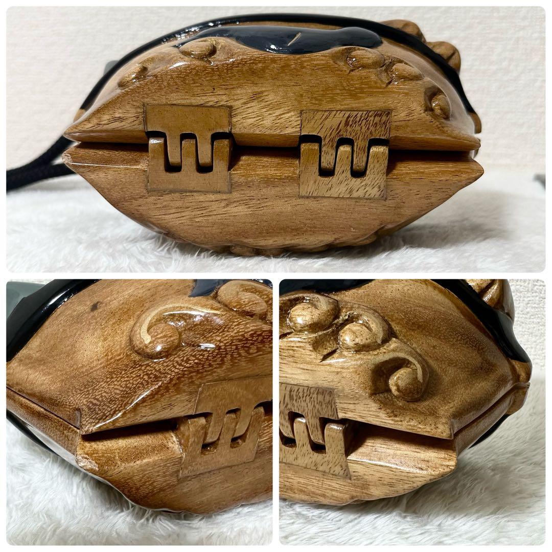 【希少】TIMMY WOODS ショルダーバッグ 木彫り 動物 インテリア小物