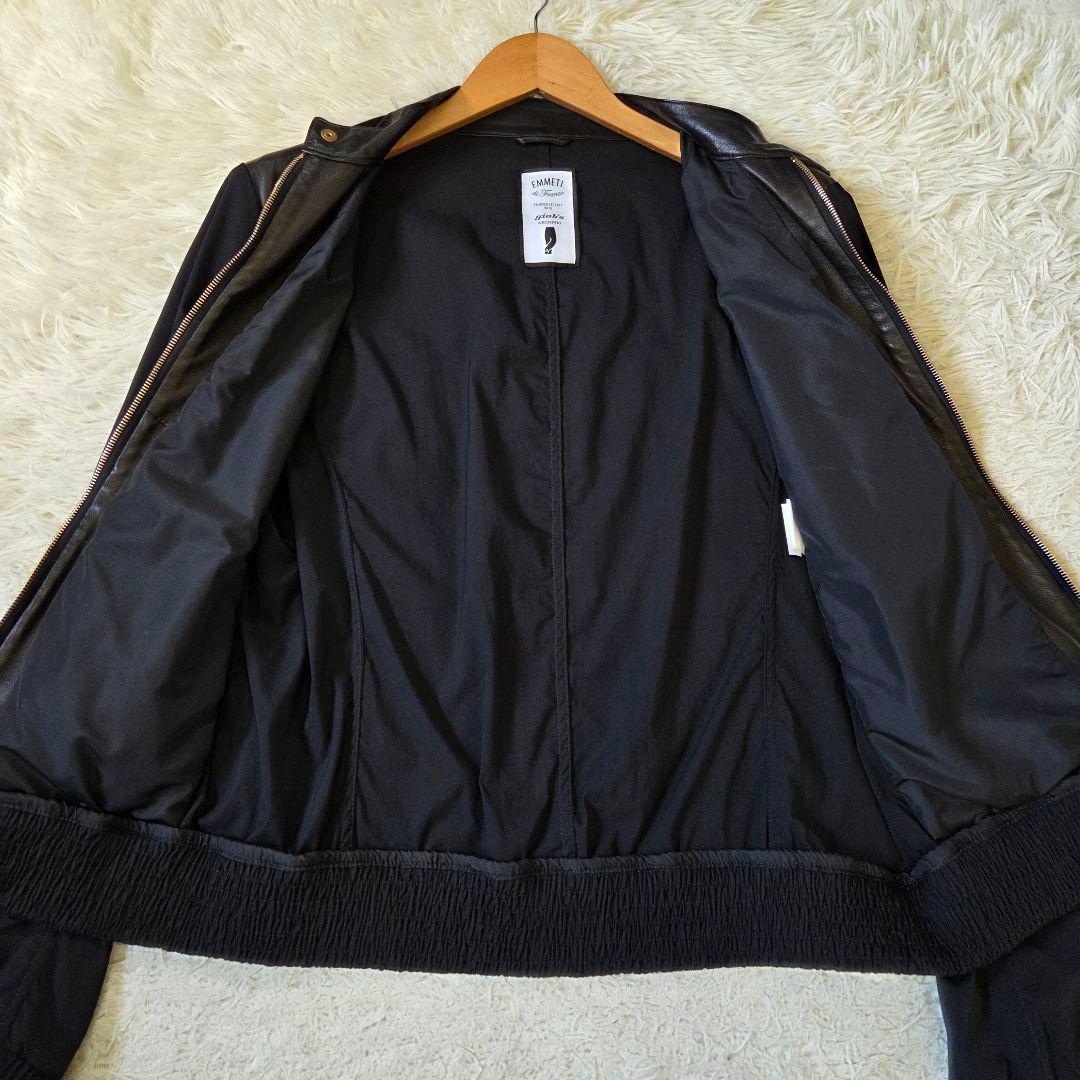 極美品 エンメティ シングル ライダースジャケット ラムレザー サイズ48 L