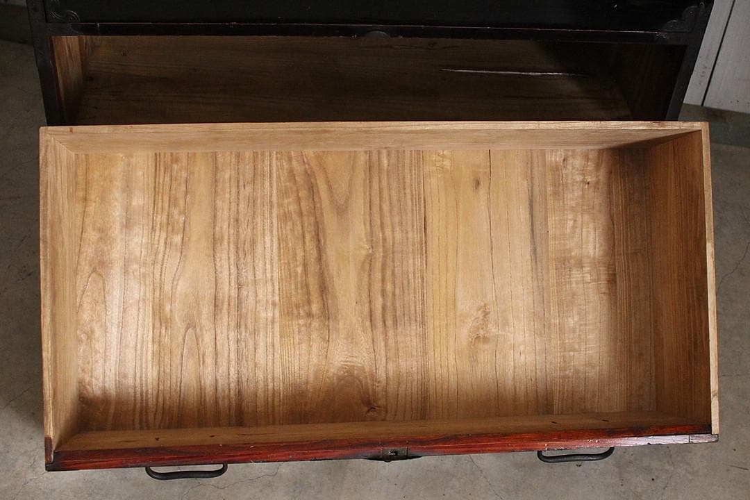 丸金具　時代庄内箪笥 3段　タンス　収納　古家具　古民家　時代家具