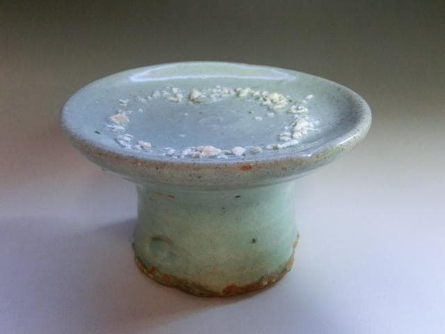 盃台■古い青磁 砂高台 酒器 古玩 唐物 中国 古美術 時代物 骨董品 希少■