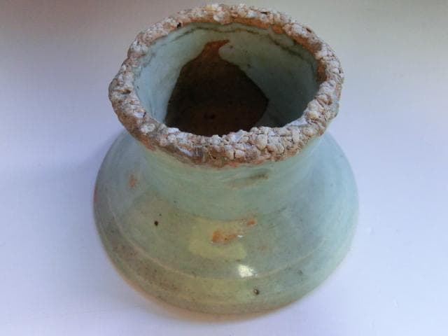 盃台■古い青磁 砂高台 酒器 古玩 唐物 中国 古美術 時代物 骨董品 希少■