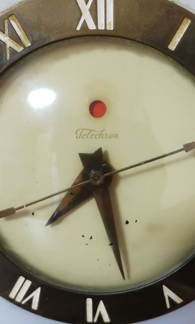 ヴィンテージ テレクロン電気時計 ホワイトオニキス大理石 アール・デコ様式