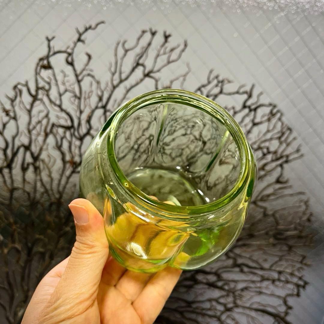 骨董　時代ガラス　希少　南京型　小振り　飴屋瓶　キャンディポット 小物入れ