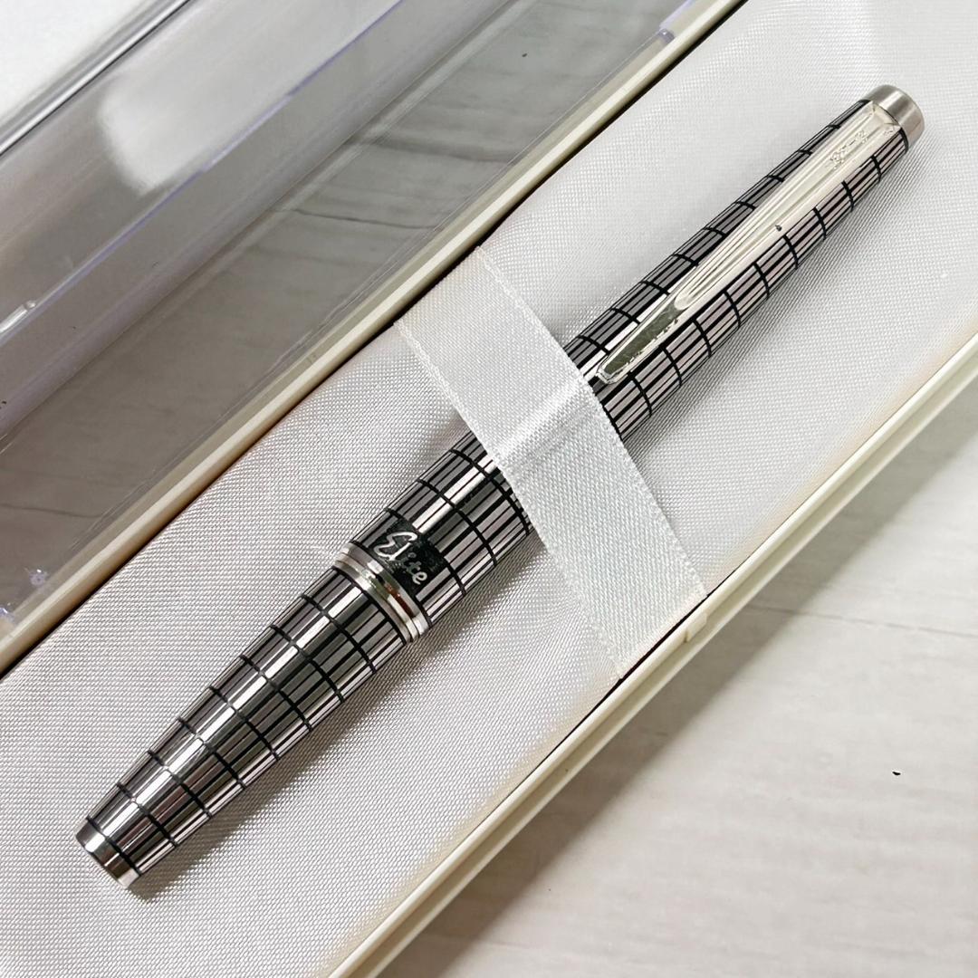 パイロット 万年筆 エリート シルバー格子 H675 18K F レア U128