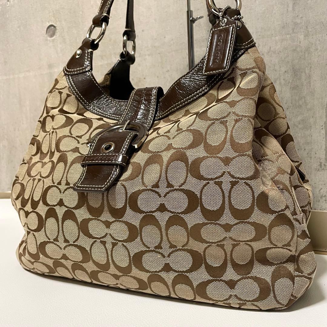 美品 コーチ ショルダーバッグ ソーホー F17403 シグネチャー キャンバス