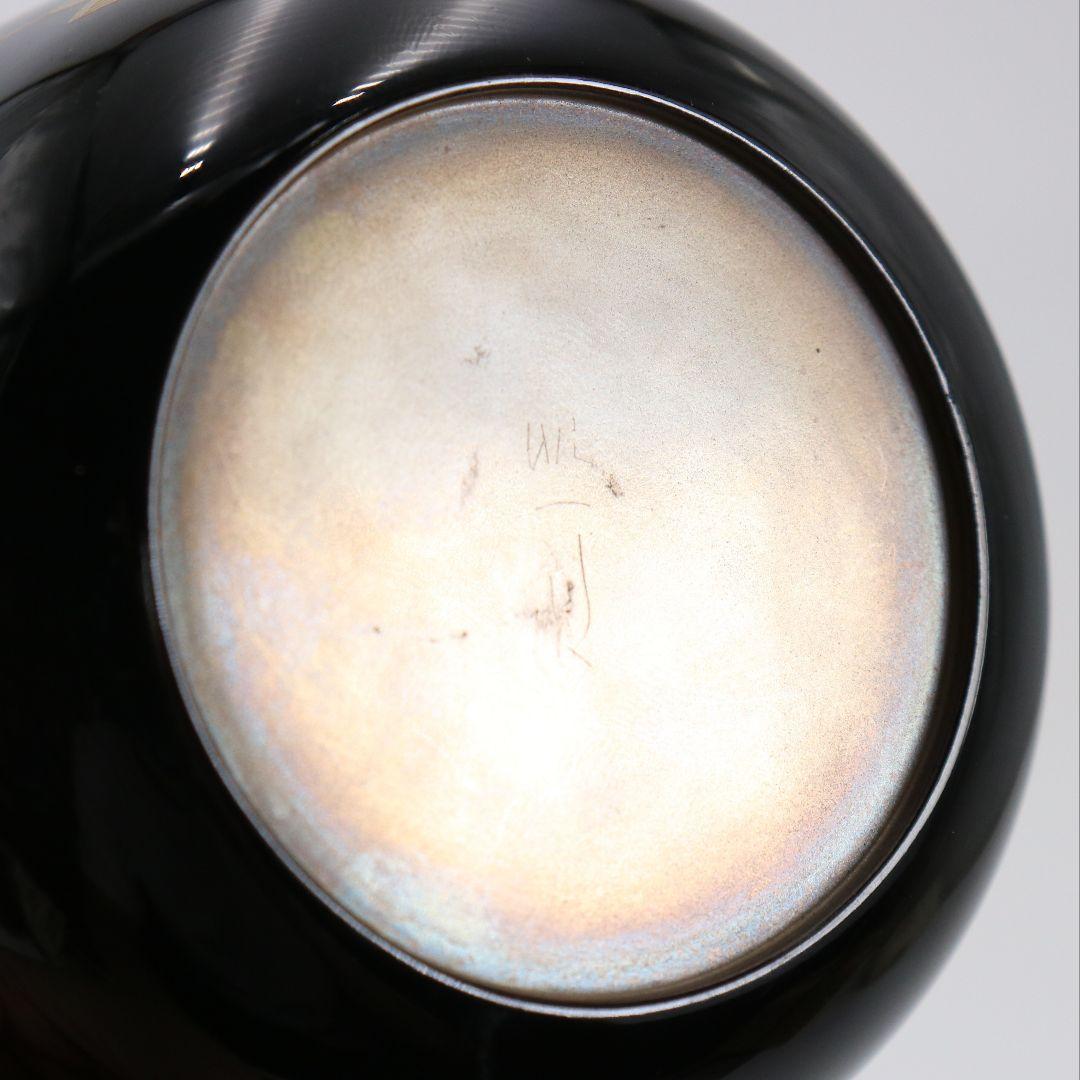 田崎昭一郎作 輪島塗 櫛千鳥蒔絵 平棗 内銀溜 村上宗信書付　rM787　N4