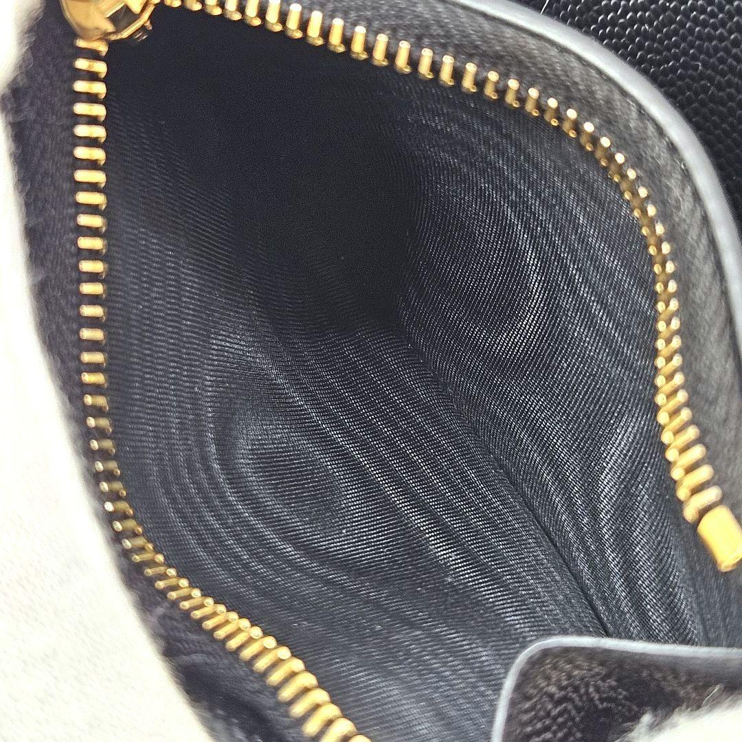 サンローラン 三つ折り財布 キャビアスキン カサンドラ Vステッチ