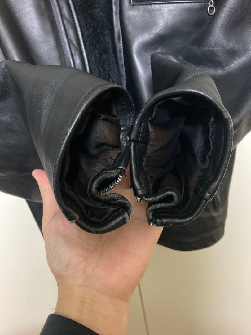 Schott ブラックレザー シングルライダースジャケット 40