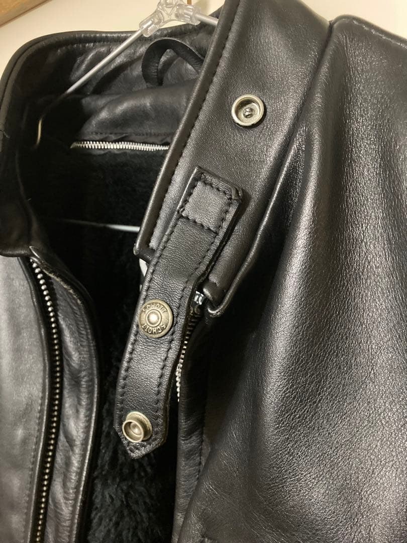 Schott ブラックレザー シングルライダースジャケット 40