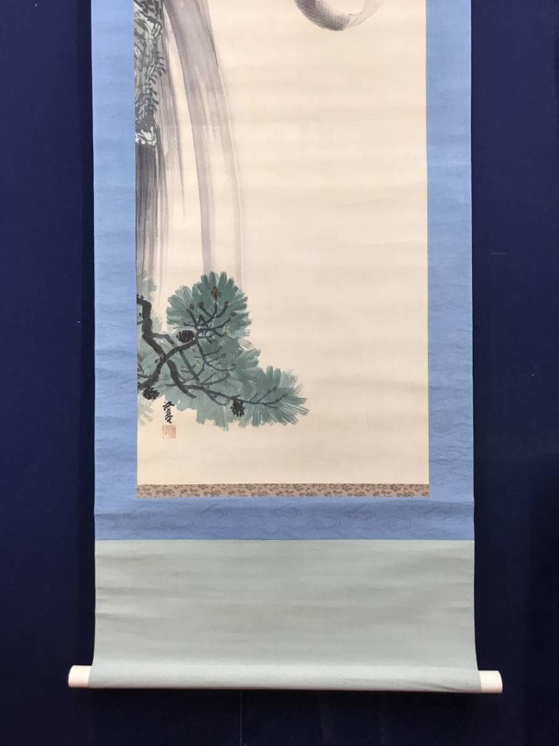 【真作】福井江亭/鯉滝昇り図/鯉滝登り図/鯉図/掛軸/名家伝来/AC-514