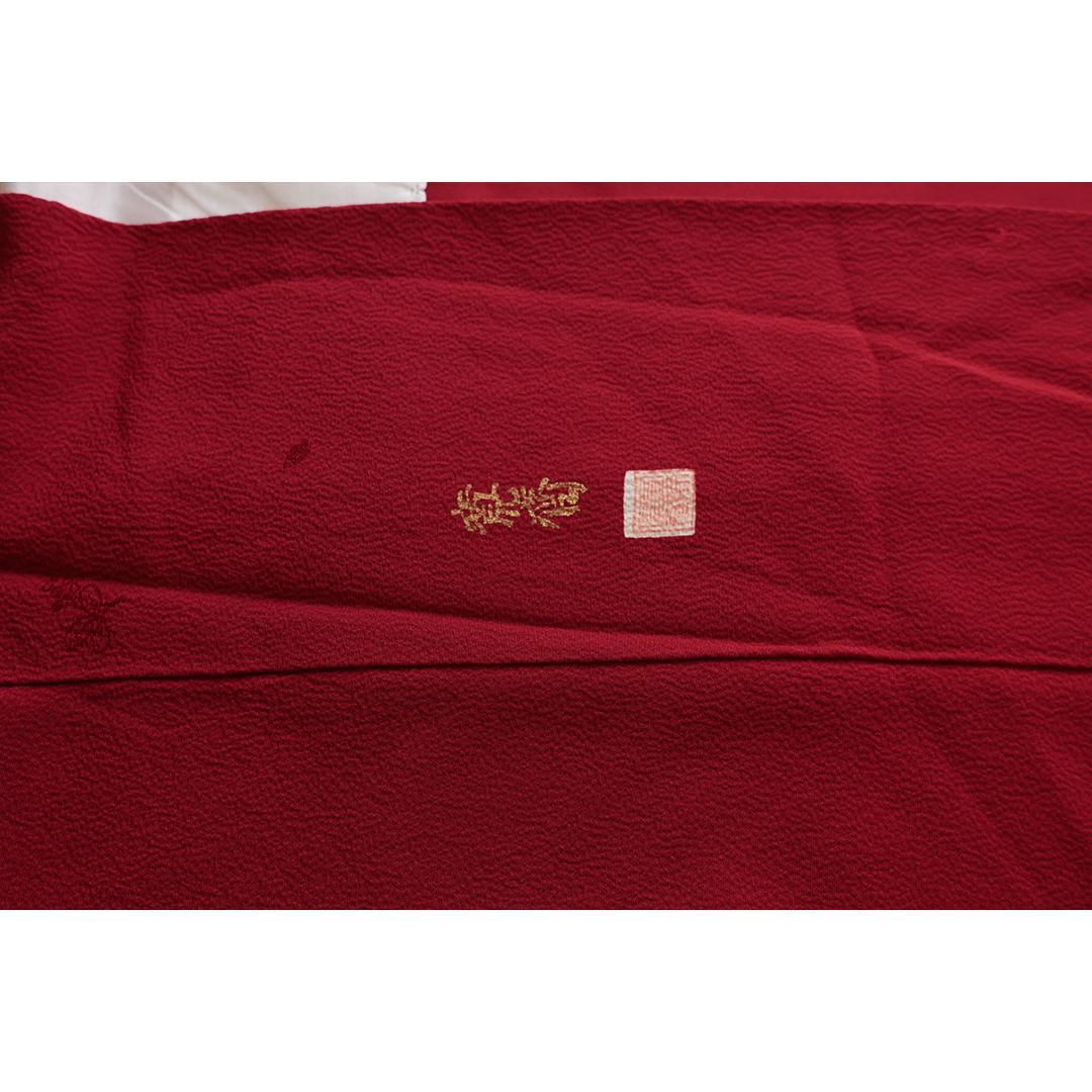 無地■振袖7点セット帯新品丈161.5cm帯締め寛斎フルセット赤成人式FA53