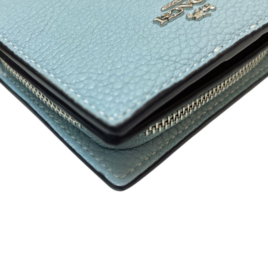 【完売カラー★未使用】COACH 2つ折り財布 スナップウォレット ライトブルー