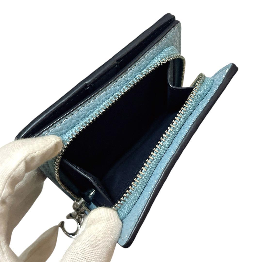 【完売カラー★未使用】COACH 2つ折り財布 スナップウォレット ライトブルー
