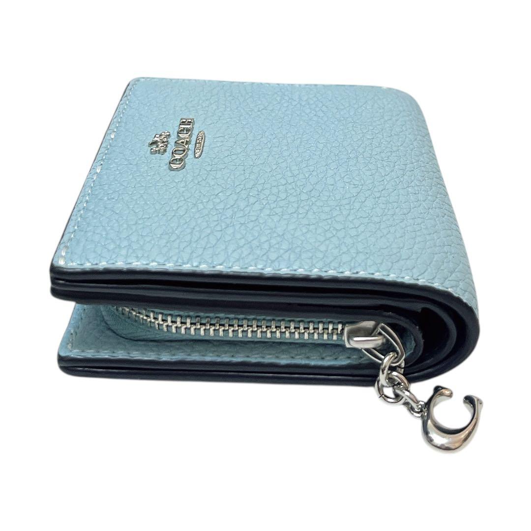 【完売カラー★未使用】COACH 2つ折り財布 スナップウォレット ライトブルー