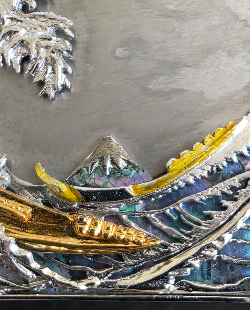 【希少】Shyo Miyama 銀製ベルトバックル／インテリアスタンド（北斎)