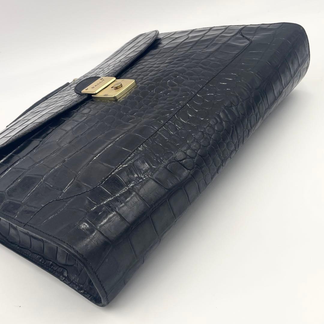 【極美品】BALLY クロコ型押しレザー ビジネスバッグ ブリーフケース A4可