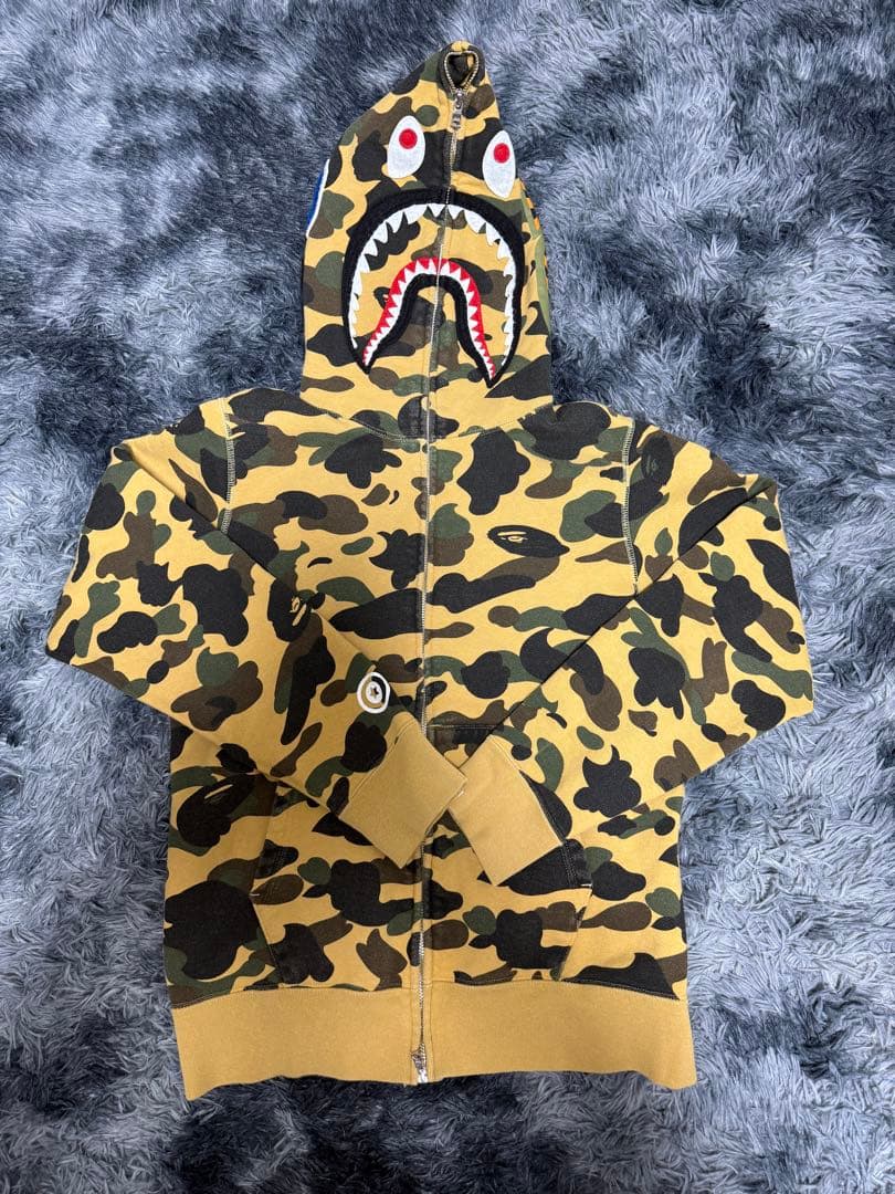 ベイシング エイプ APE シャーク ジップ パーカー カモ柄 迷彩 イエロー