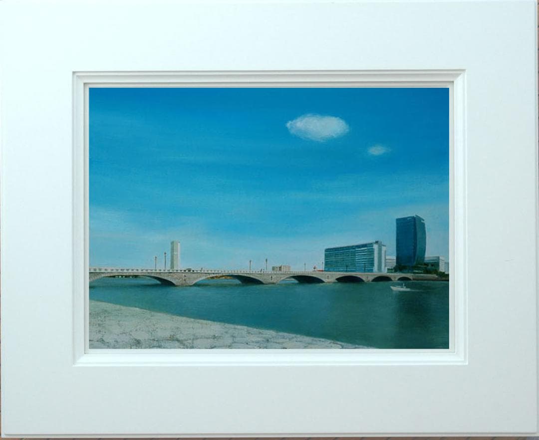油絵 菅家令子 絵 絵画 インテリア F6-080314 風景 万代橋 新潟