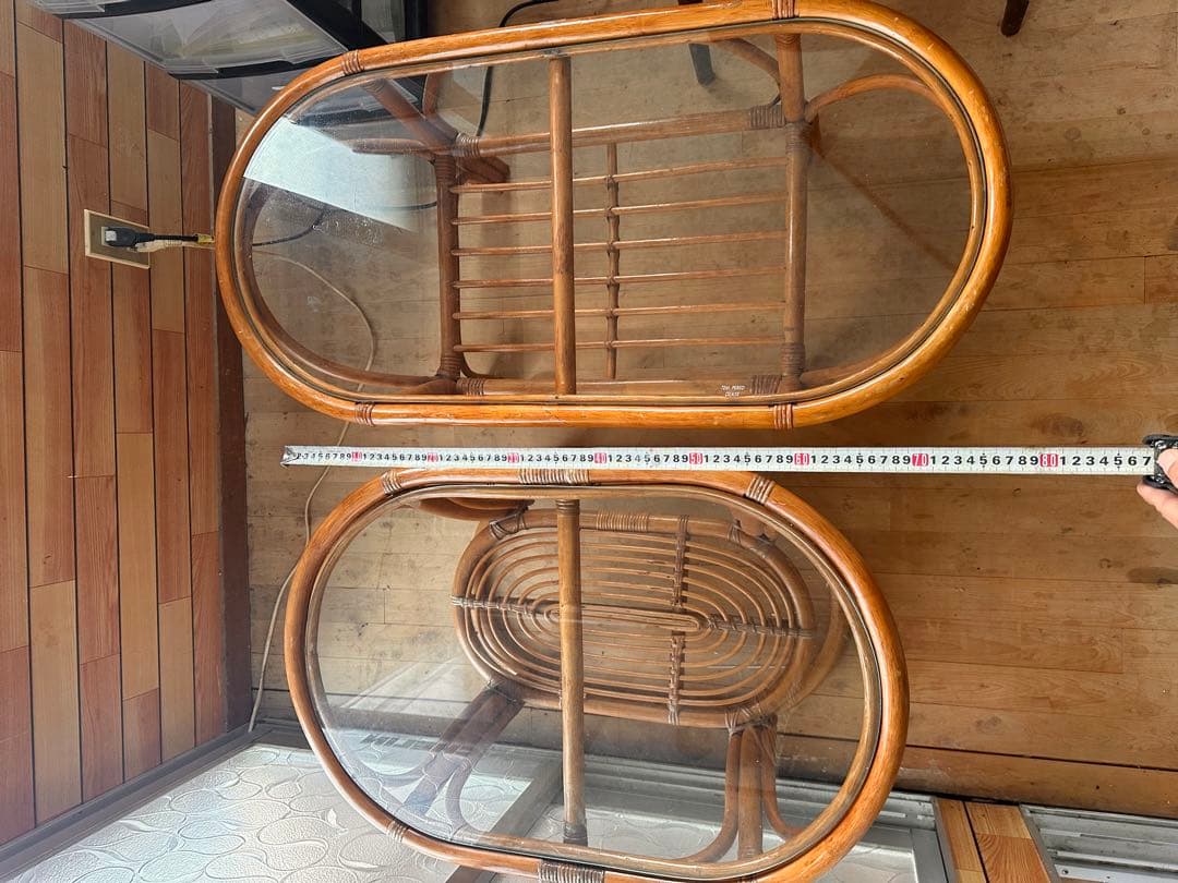 【送料込み】レトロテーブル ラタンテーブル 販売　ビンテージ　アンティーク