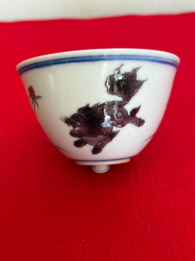 人間国宝 初代 徳田八十吉作 古九谷写意 汲出茶碗 十客 管理T289