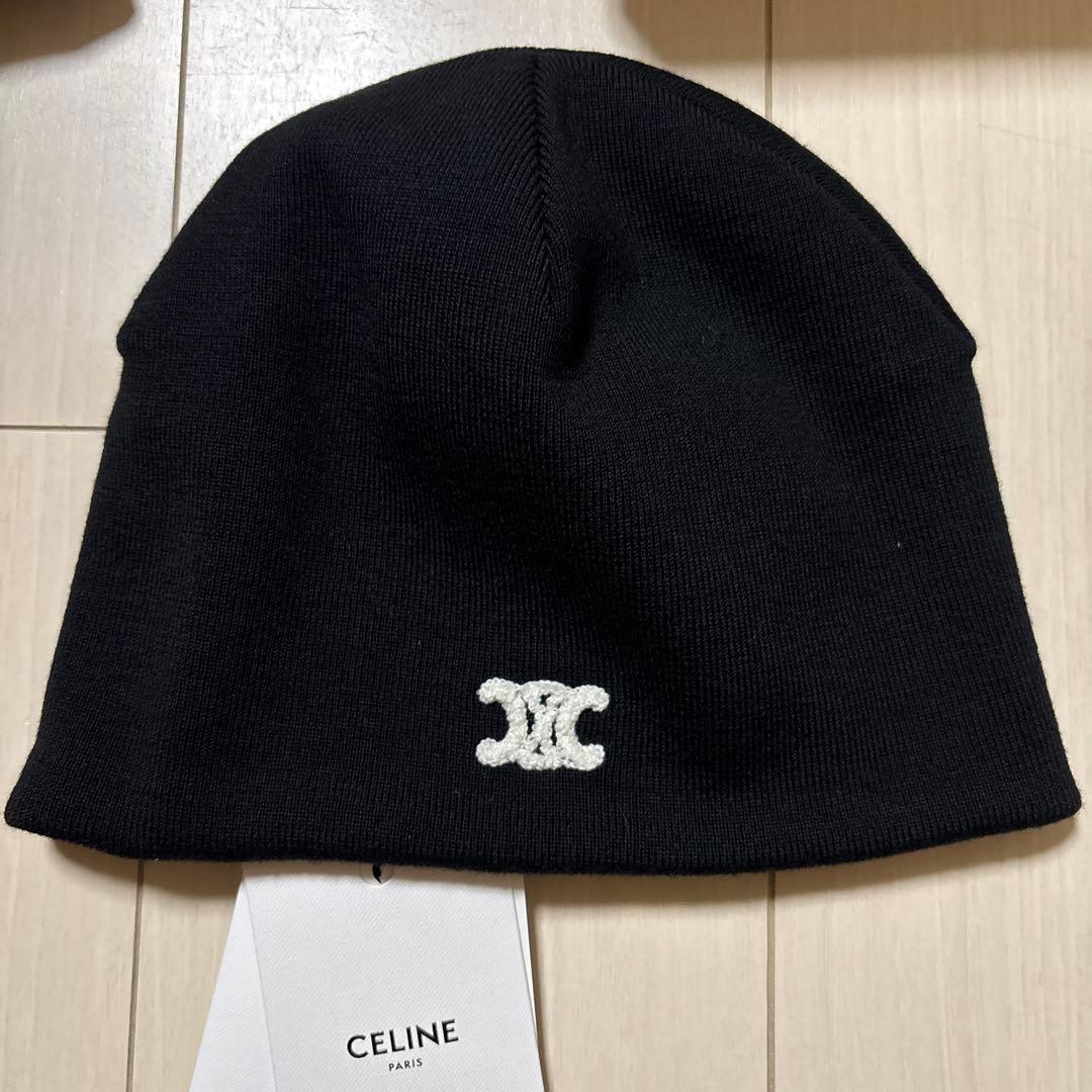CELINE　ニット帽　ロゴ　トリオンフ　ビーニー