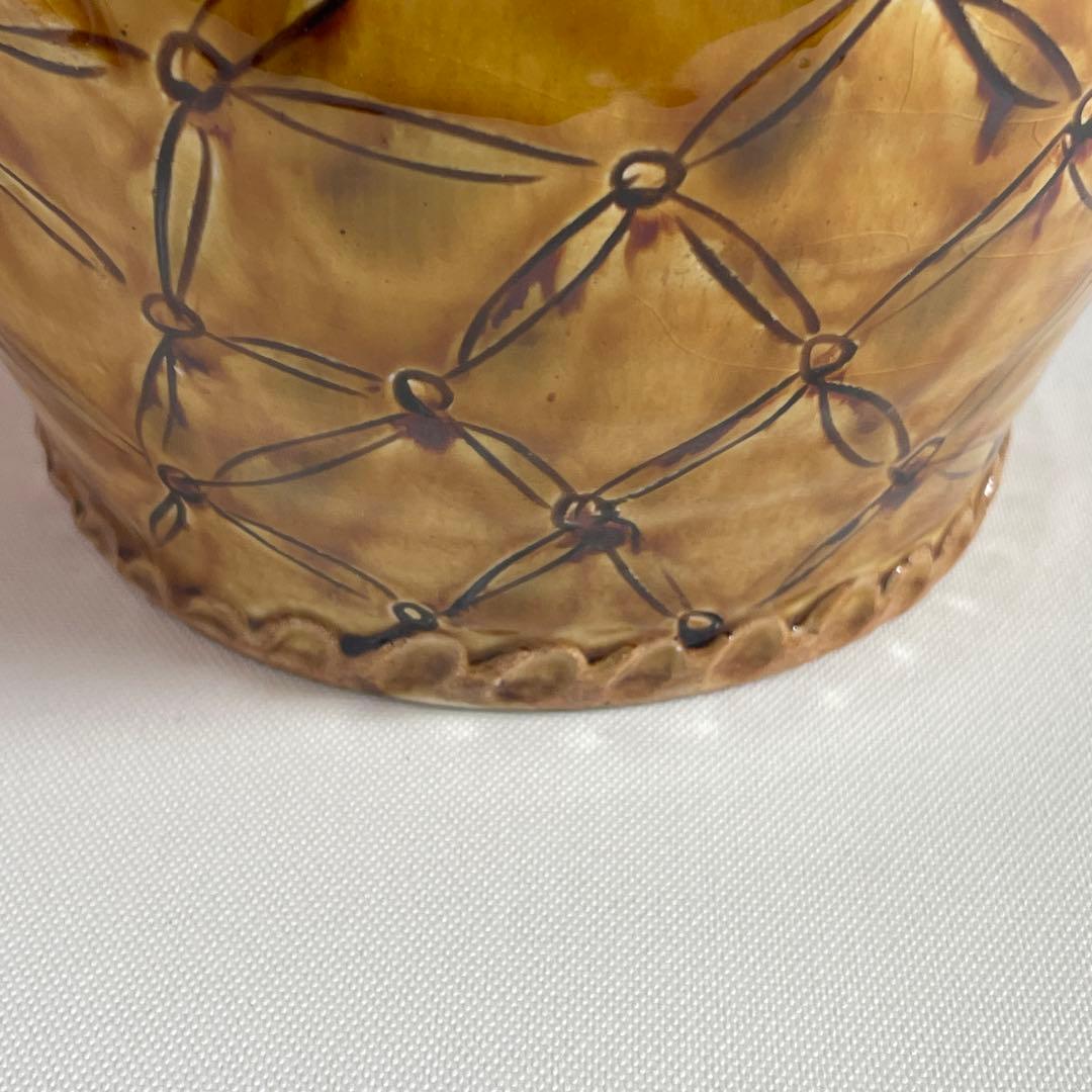 民藝 湯町窯 布志名焼 黄釉 手付水差し ピッチャー