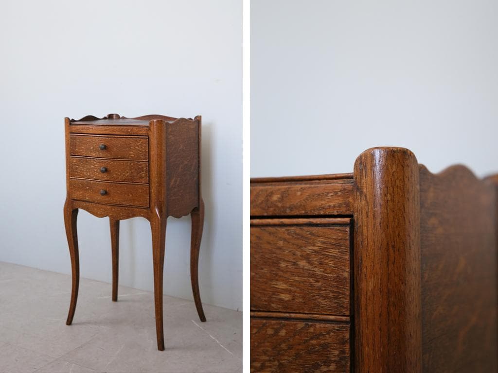 フランスアンティーク木製ベッドサイドキャビネット/ナイトテーブル90-143-3