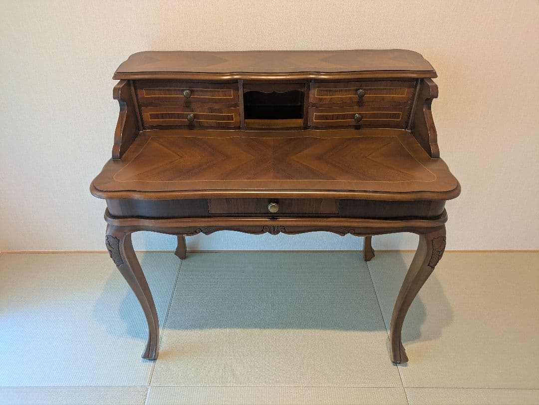 アンティーク ライティングデスク 猫脚 ビューロー 引き出し収納 クラシカル家具