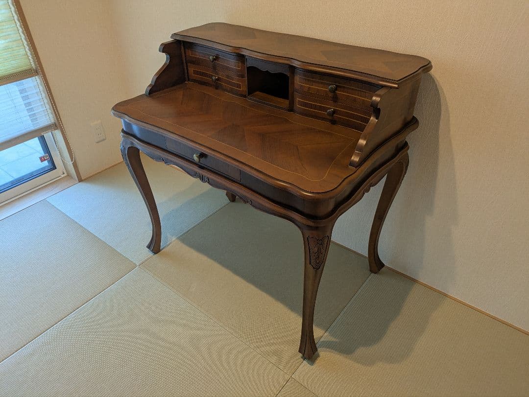 アンティーク ライティングデスク 猫脚 ビューロー 引き出し収納 クラシカル家具