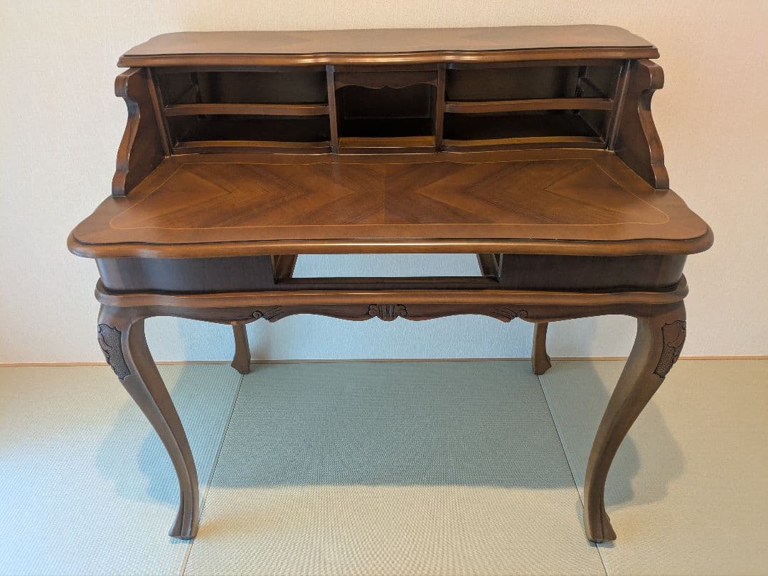 アンティーク ライティングデスク 猫脚 ビューロー 引き出し収納 クラシカル家具