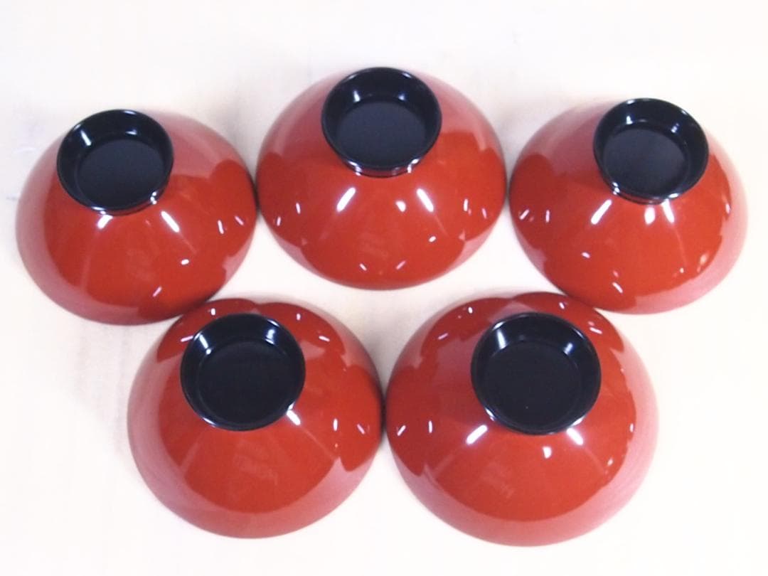 【良品】輪島塗 美術漆器 菊詰沈金 吸物椀5客 汁椀/お椀 輪島漆器商会 食器