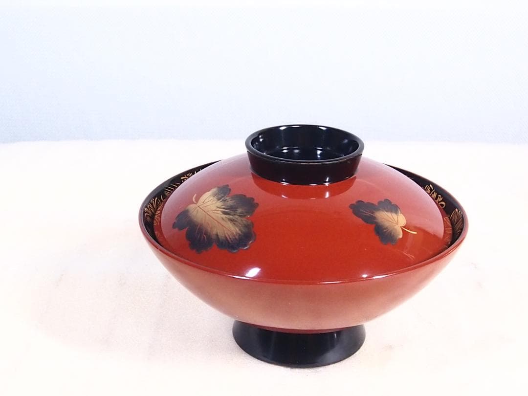 【良品】輪島塗 美術漆器 菊詰沈金 吸物椀5客 汁椀/お椀 輪島漆器商会 食器