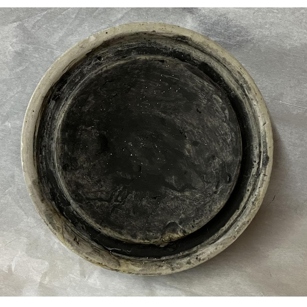 y051 陶硯 染付 唐子図 硯 巾11.5cm 茶道具 書道具 中国古美術