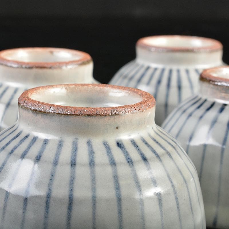 煎茶道具　加藤賢司 新晶窯　染付　呉須絵　煎茶碗　五客　共布共箱　M　R5964