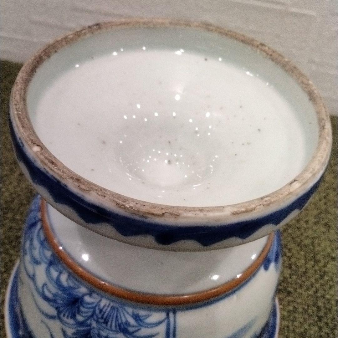 Ⅿ260-4 江戸時代 古伊万里 染付山水花弦文盃洗