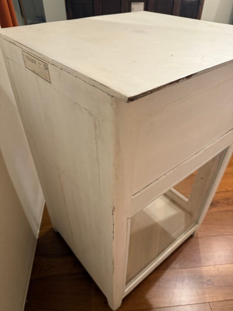 商品代1000円最終11/24まで【ホワイト木製チェスト】ガラス扉 ヴィンテージ