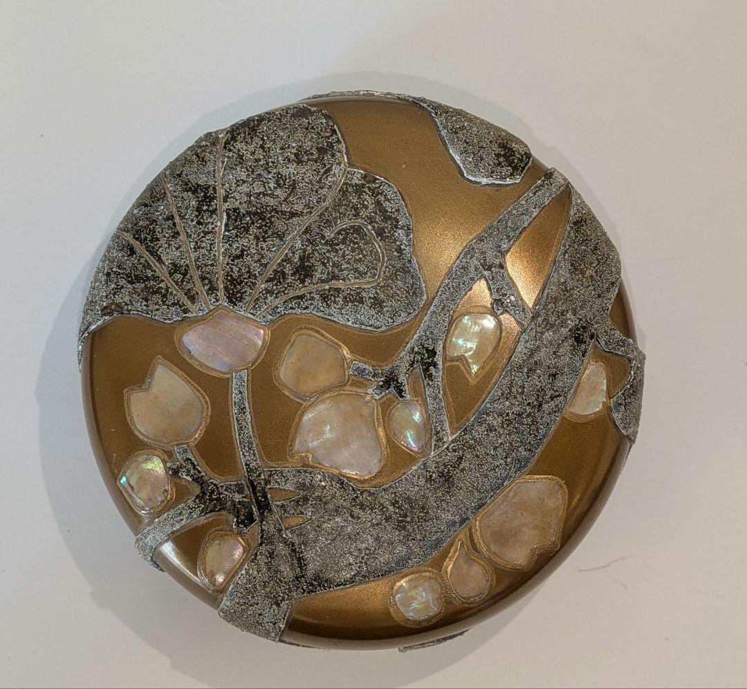 『粉溜水葵蒔絵』　新家新斉　平棗　茶道具　茶器　新斎　螺鈿　金