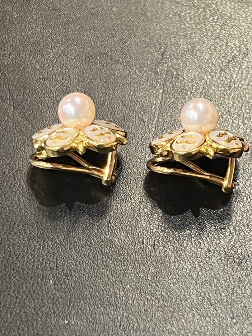 希少　MIKIMOTO ミキモト　ピクウェ　シェル.パール　イヤリングK18刻印