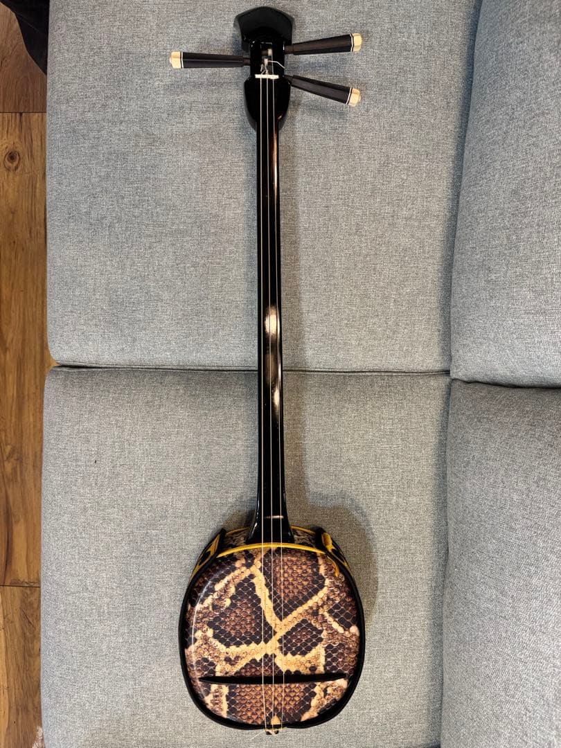 495＊三線　練習用　和楽器　沖縄三線　蛇柄　ケース付き　蛇皮ではありません