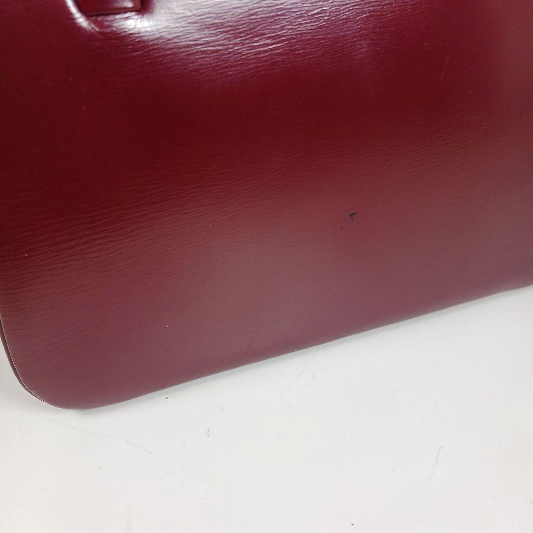 ランバン ヴィンテージ スムースレザー ハンドバッグ 光沢 ボルドー