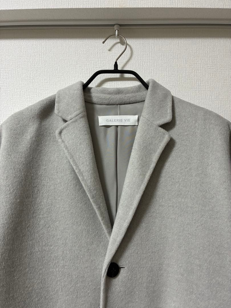 GALERIE VIE ウールダブルフェイスチェスターコート　ライトグレー