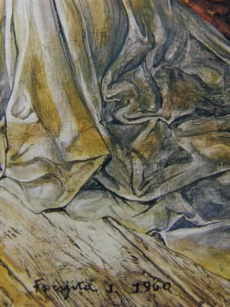 藤田嗣治、「Nativite」、希少画集の額装画、人気作品