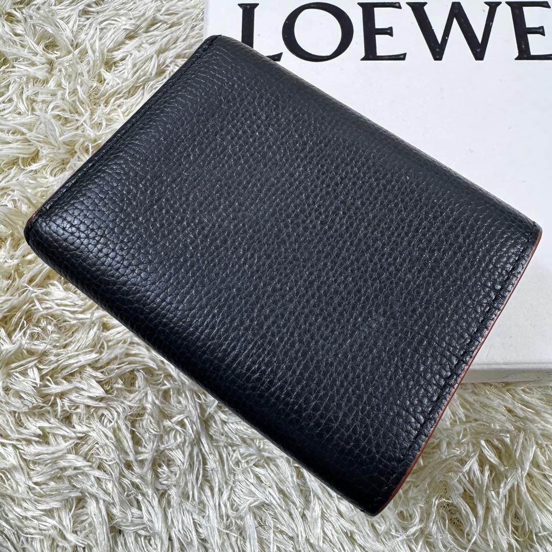 大人気✨ロエベ　トライフォールドウォレット　三つ折り財布　アナグラム　黒