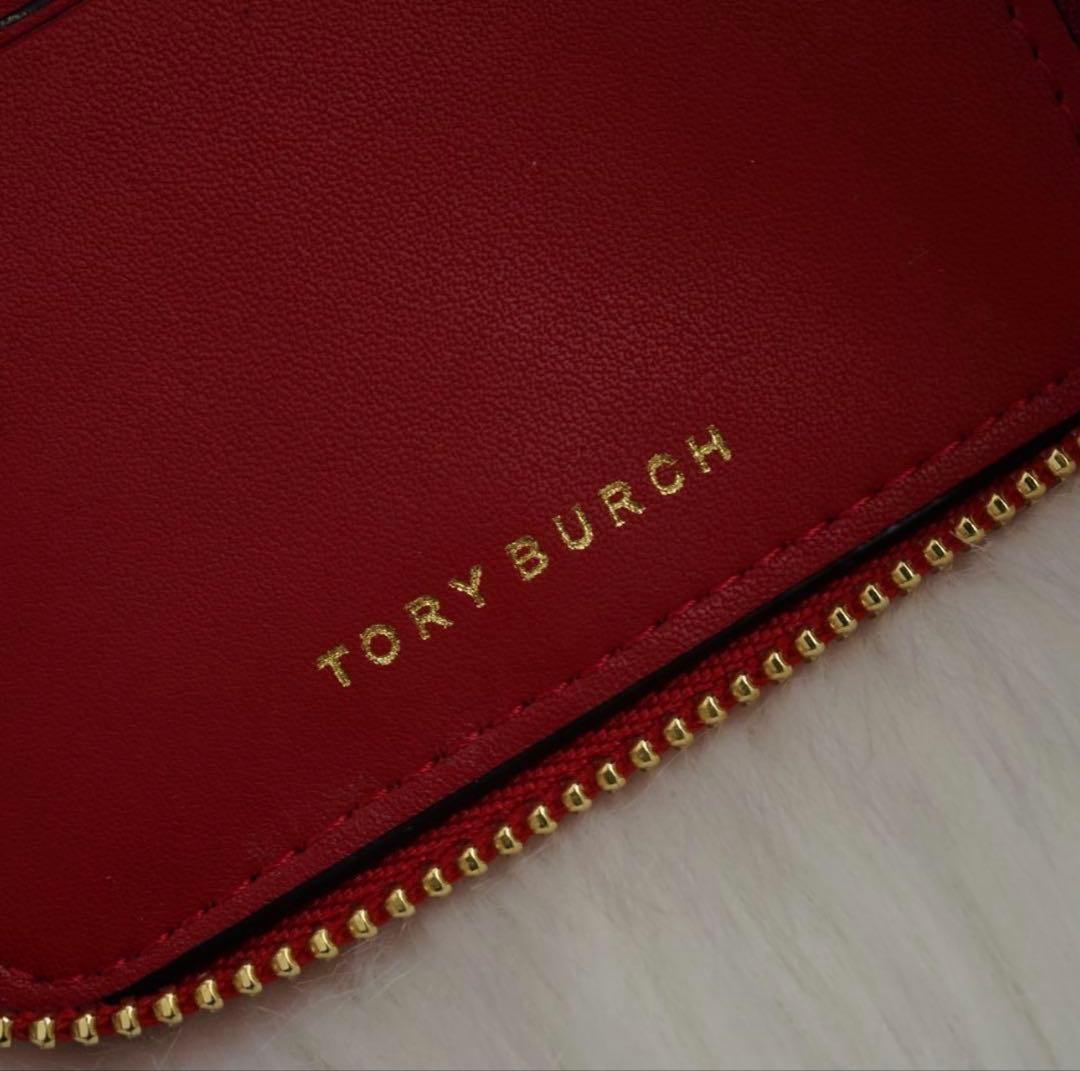 新品同様、ほぼ未使用 、箱付き TORY BURCH 折り財布 花柄 レッド