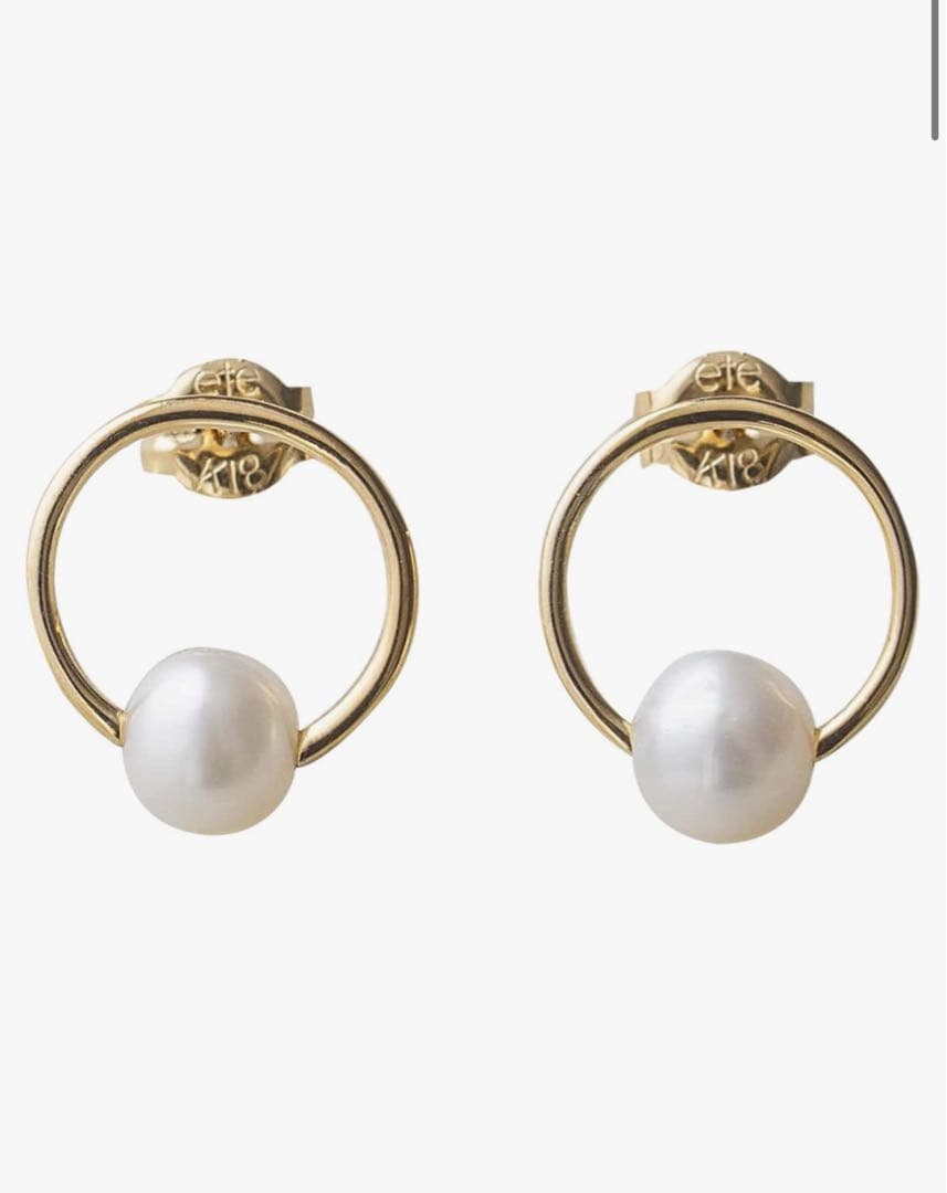 ete パール ピアス イエローゴールド