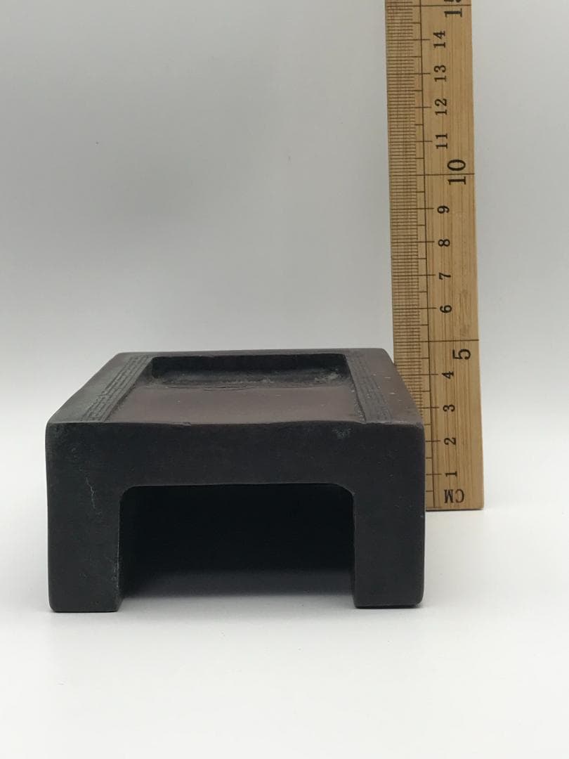 古端渓硯　清時代　抄手硯　吉祥双福紋　極上品　時代物　初出し物(A-58)