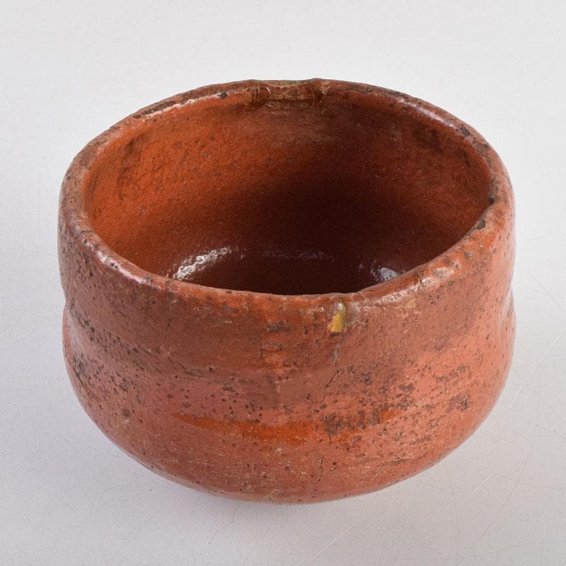 茶道具　楽吉左衛門　九代　了入作　赤楽茶碗　時代箱　V　R9379