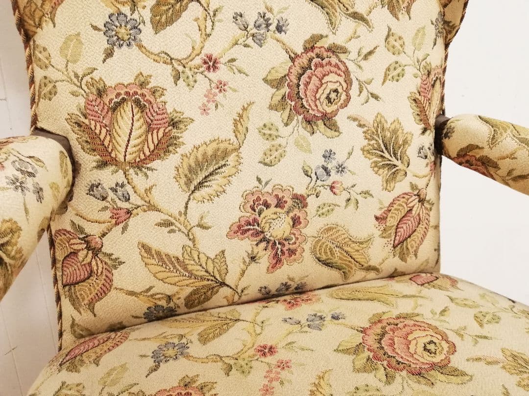 アンティーク ゴブラン織 ウイングバックアームチェア フランス 生地張り替え済