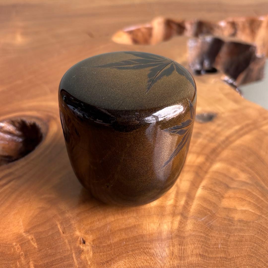 紅葉蒔絵 中棗 髟休斉造 抹茶碗 茶道具 共箱