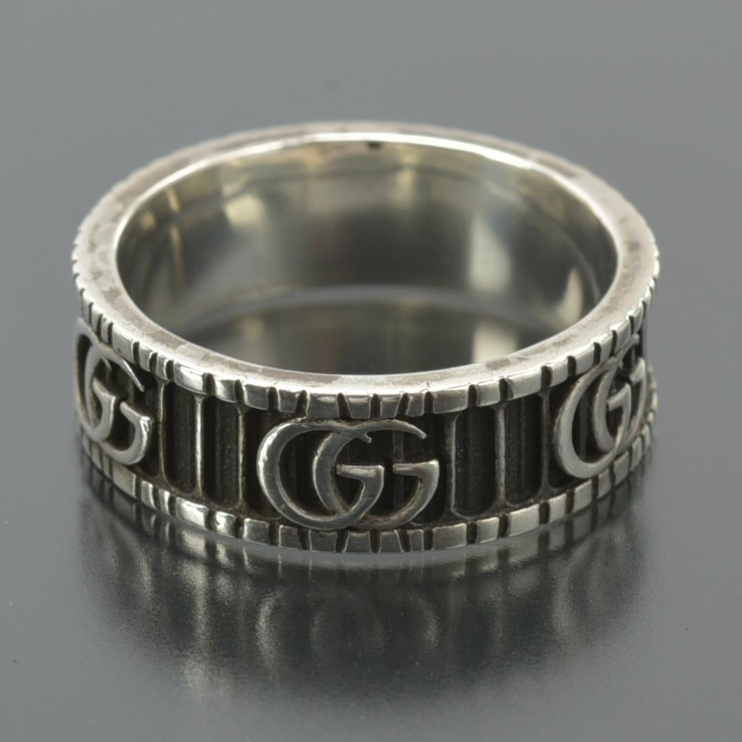美品◇グッチ ダブルG ワイド リング 22号 SV925シルバー ブラック箱付